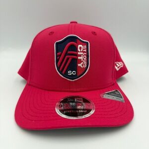 New Era St Louis City SC 9FIFTY Snapback Hat Red Stretch Fit MLS‎ NWT